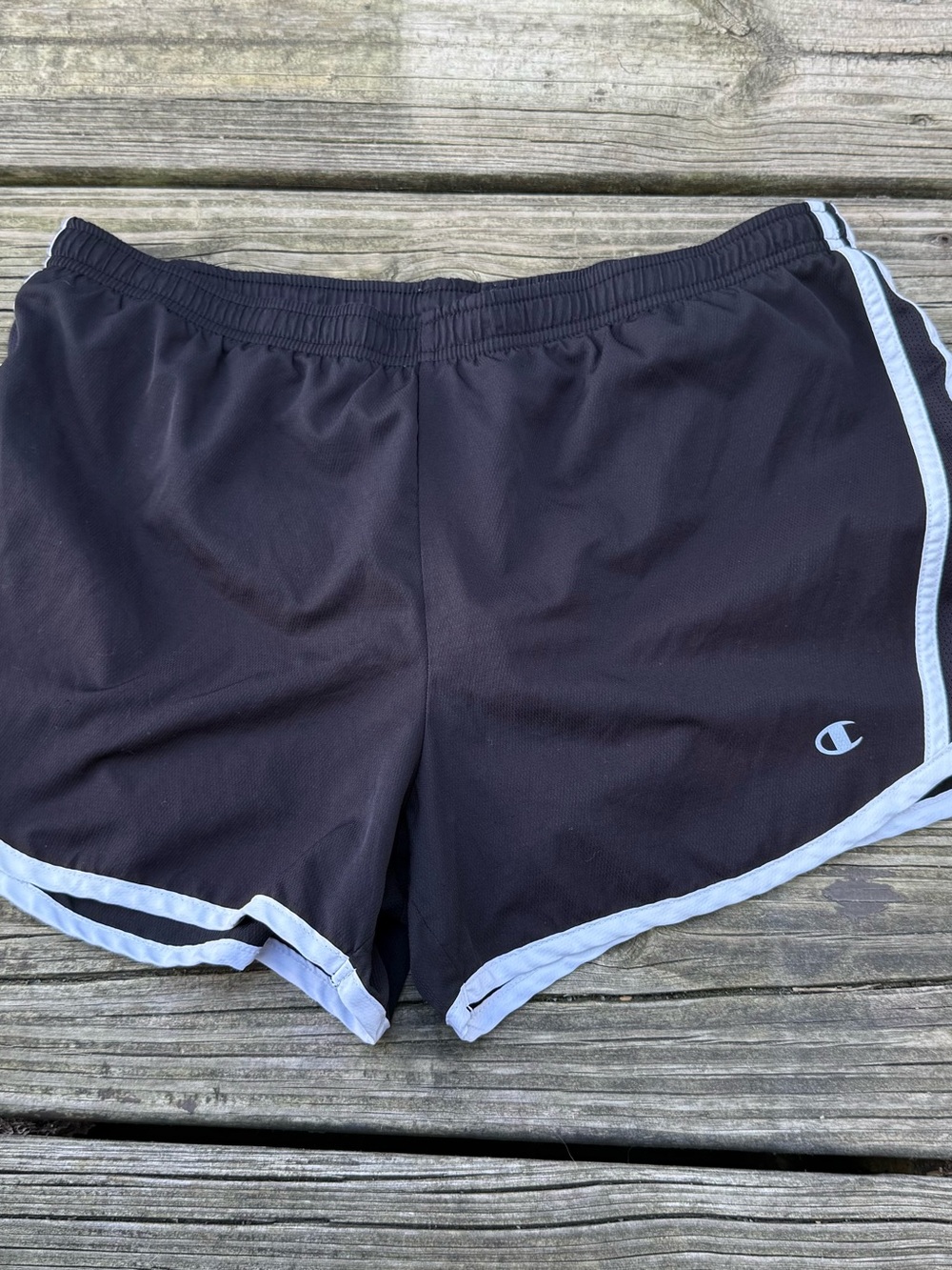 Champion Black Athletic Shorts with White Trim Women's Medium Drawstring